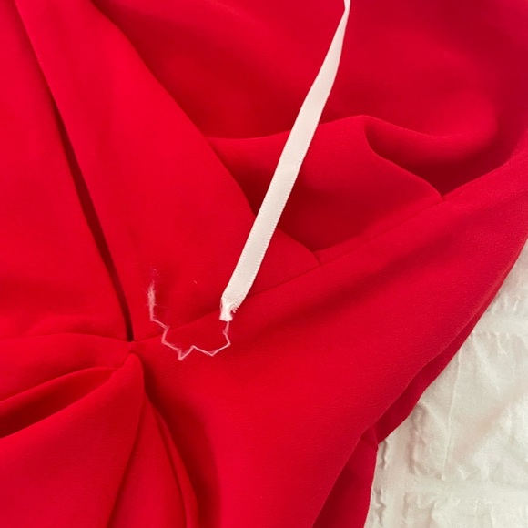 Michael Costello Sunny Chiffon Red One Shoulder Dress - Picture 7 of 15